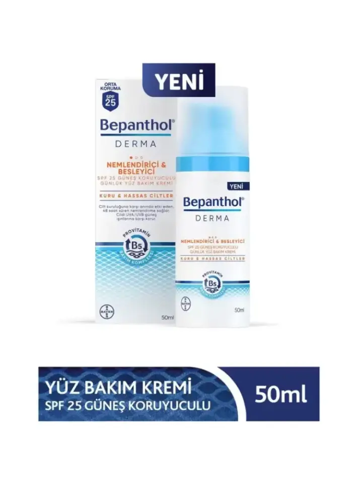 Bepanthol Derma Yüz Bakım Kremi Nemlendirici&Besleyici Spf 25 50ml